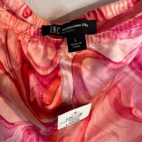 NWT INC International Concepts Lace Trim Pajama Set Marble Pink L - Picture 9 of 12